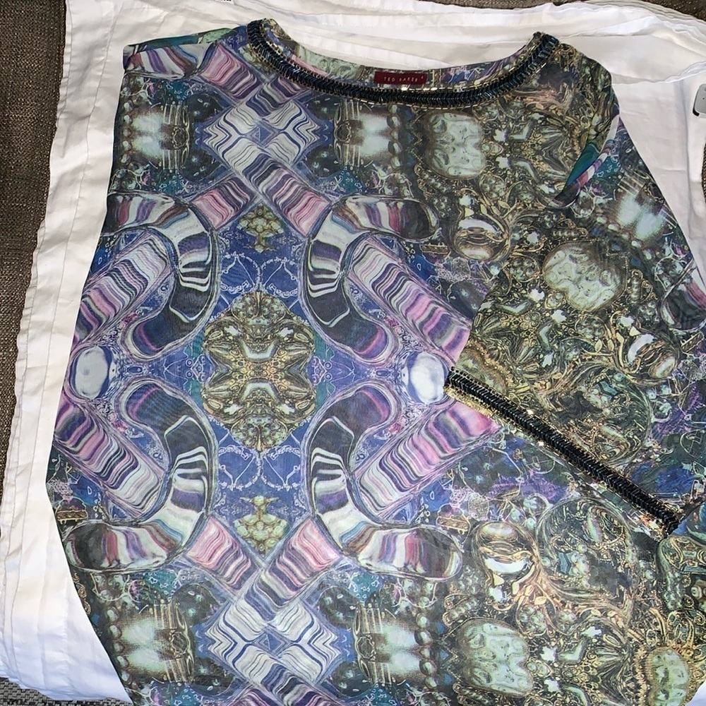 Gently Loved Sheer Embellished Tunic Top by Ted Baker